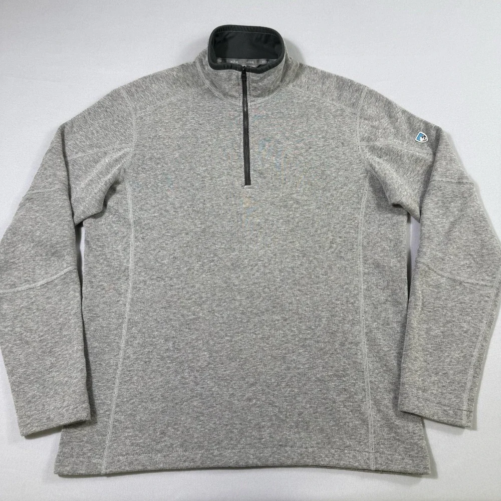 Kuhl Revel 1/4 Zip Sweater Mens Medium Gray Heathered Fleece Hiking Gorpcore EUC